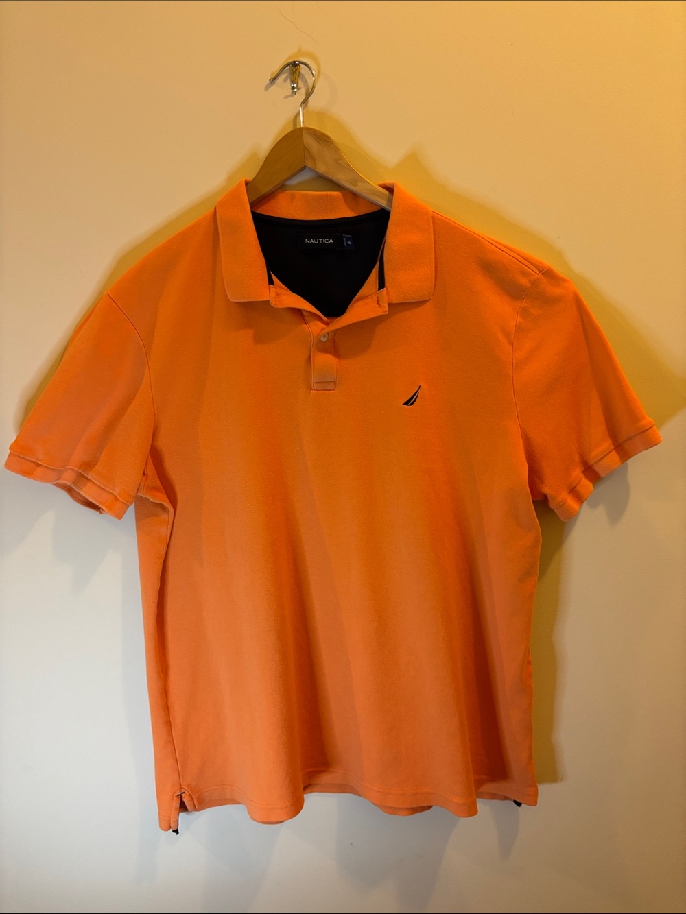 Nautica Men’s Bright Orange Polo Shirt with Sail Logo, XXL